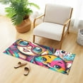 thumbnail image 5 of Bath Mat Soft Plush Non-Slip Absorbent Bathroom Rugs 39"x20" Little Girl and Colorful Comical Cat, 5 of 8