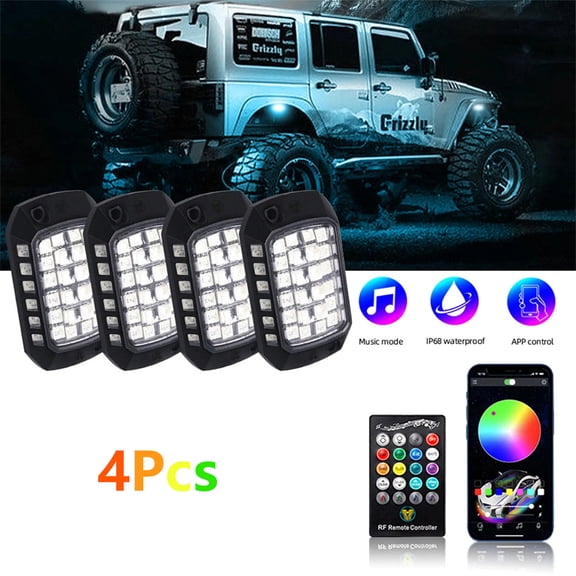 Zyutaosan 4 PCS RGB Neon LED Rock Light 3D Lens Car Light Universal For Jeep Truck SUV