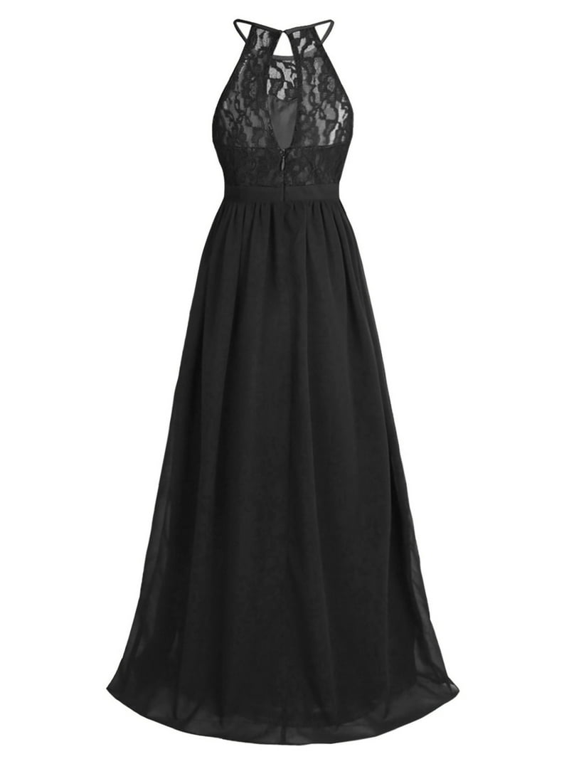 blue dress for baby girl A-Line Halter bridesmaid dress- Black – icclekbeauty store main image 0