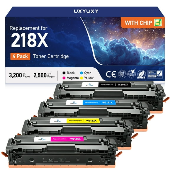 218X Toner Cartridge with Chip Compatible for HP 218A 218 X W2180A W2180X HP 3301fdw 3301sdw 3201dw 3301cdw Laserjet 3301 3201 Printer (4 Pack)