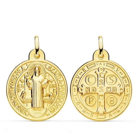 18K Solid Gold San Benedict 24mm Medal