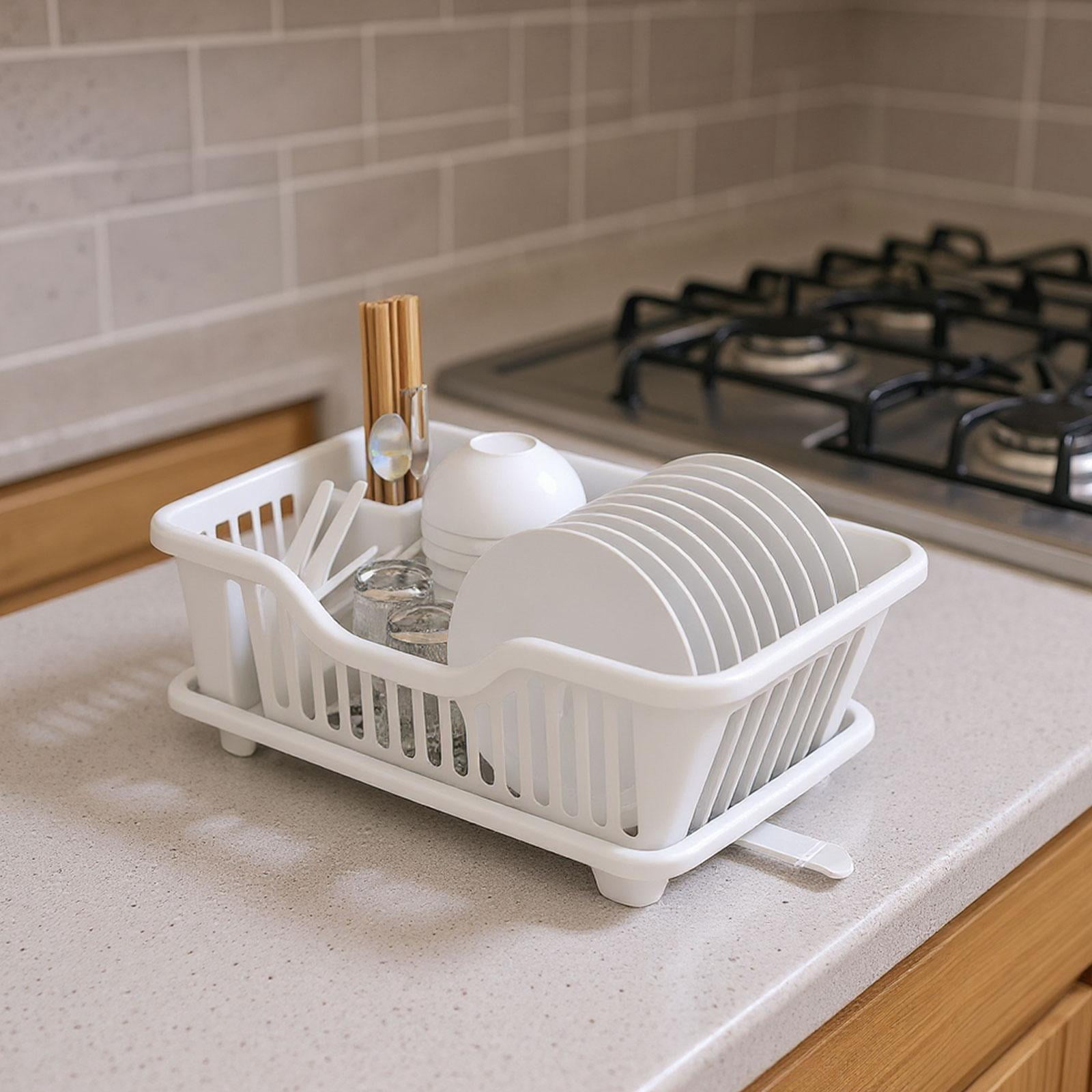 Fiocias Cutlery Holder And Dish Drainer Organizer for Kitchen Utensils, Storage Solution White