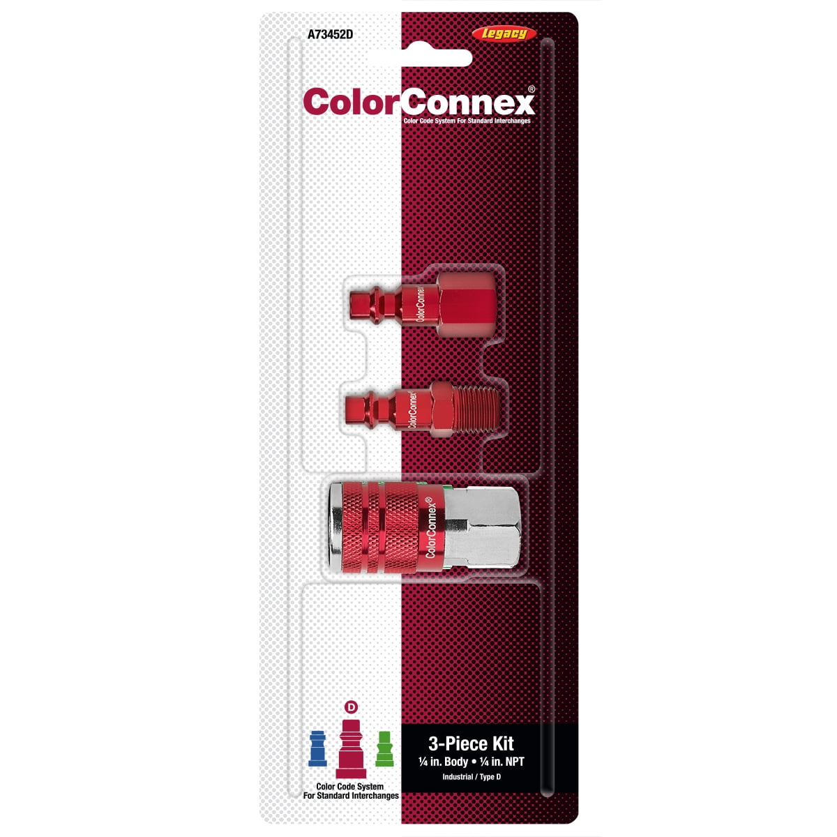 ColorConnex® Coupler and Plug Kit, 3-Piece, Type D, 1/4