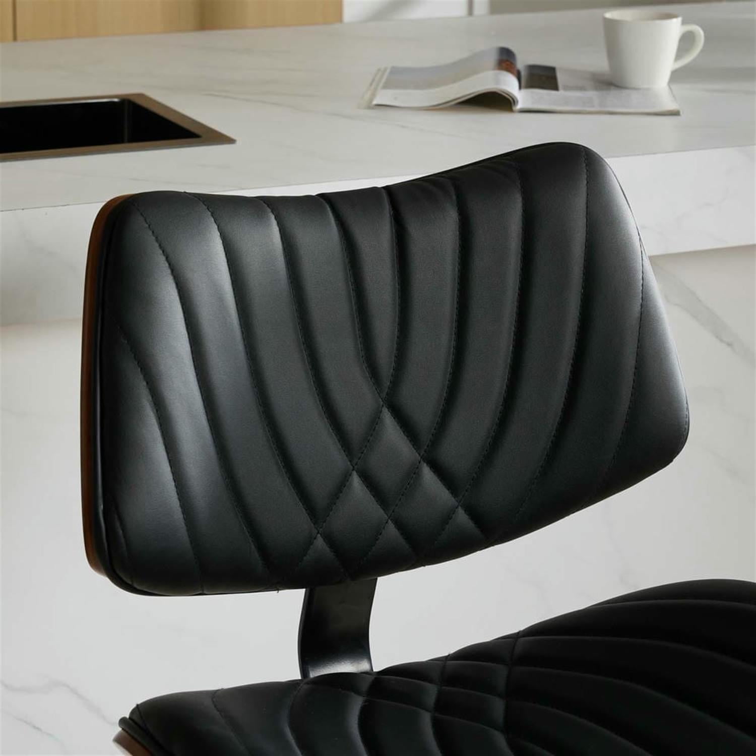 Demi Bonn 46" Adjustable Counter Height Bar Stools, Upholstered Swivel Barstools with Back, Kitchen Island Countertop Chairs for Dining Room, Black