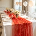 thumbnail image 4 of Gold Foil Table Runner Sparkling Mesh Tablecloth Sheer Glitter Dining Table Decor for Wedding Birthday Party Events Holiday Banquet Bridal Shower, 4 of 6