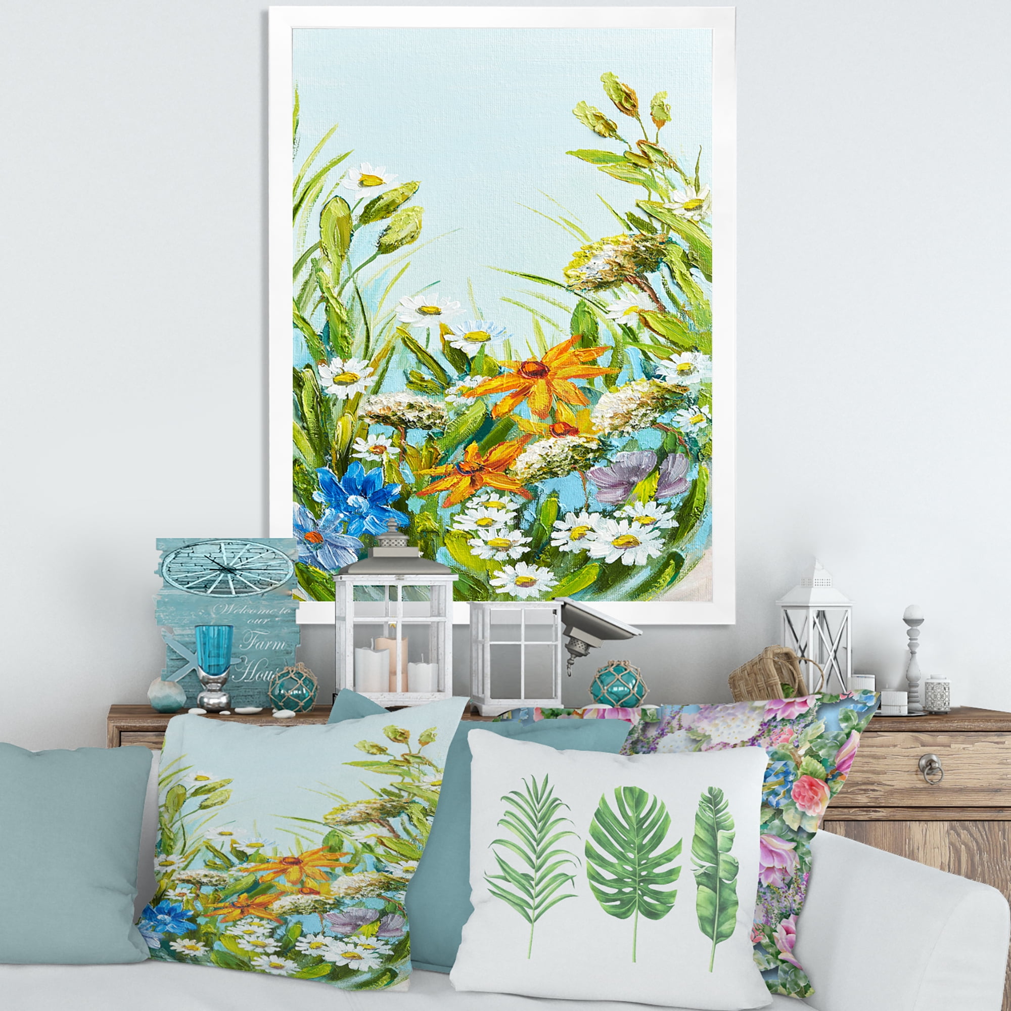 Designart 'Still Life Of Colorful Wildflowers With Leaves II' Traditional Framed Art Print