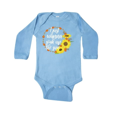 

Inktastic Sunflower I Just Wanna Soak up the Sun Gift Baby Boy or Baby Girl Long Sleeve Bodysuit