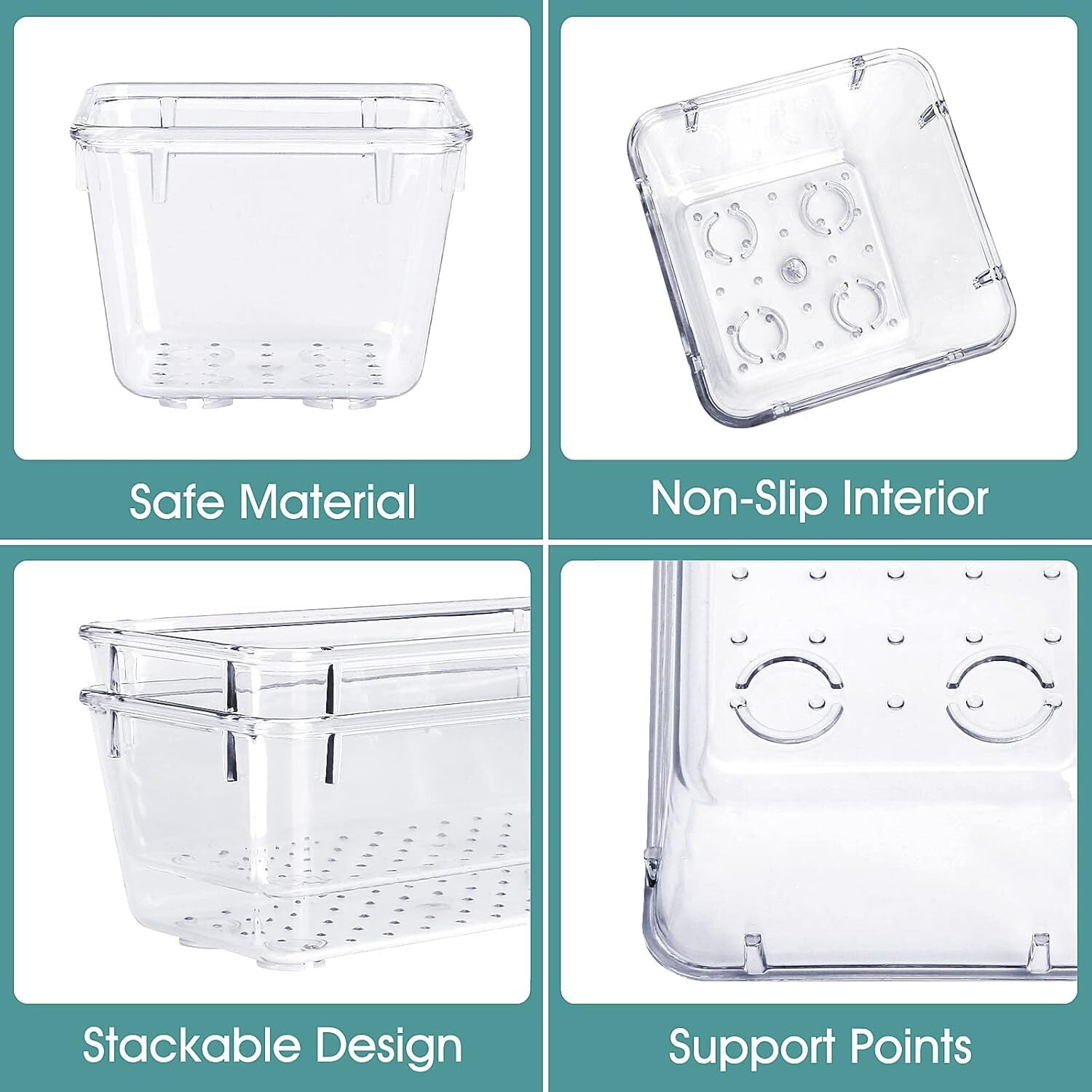 GoXteam Drawer Organizers Set of 25, 4 Sizes Clear Plastic Drawer Organizers and Storage Bins for Kitchen, Bathroom, Office, Dresser Desk Drawer Organizer Tray for Jewelry, Makeup, Junk, Gadgets