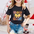 thumbnail image 2 of PMVFHDE T-Shirts Mignons Basiques pour Filles Hauts Tendance pour Filles T-Shirts pour Filles Mode Décontractée Imprimé Col Rond Manches Courtes T-Shirt Noir, 4-5 Ans, 2 of 4