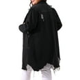thumbnail image 3 of Agnes Orinda Women's Plus Size Jean Jacket Distressed Long Sleeve Oversized Denim Trucker Coat 1X Black, 3 of 6