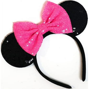 CLGIFT Pink Mickey Ears, Rainbow Minnie Mouse Ears, Neon Pink Minnie Ears, Rose Gold Minnie Ears one Size fits All