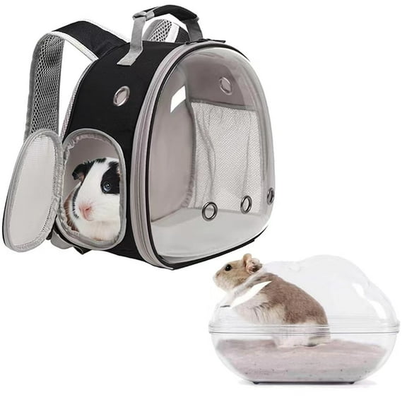Portable Travel Backpack Habitat for Small Animal, Space Capsule Bubble Window Guinea Pig Bird Bearded Dragon Turtle Carrier Rabbit Squirrel Hamster Cage Breathable Handbag