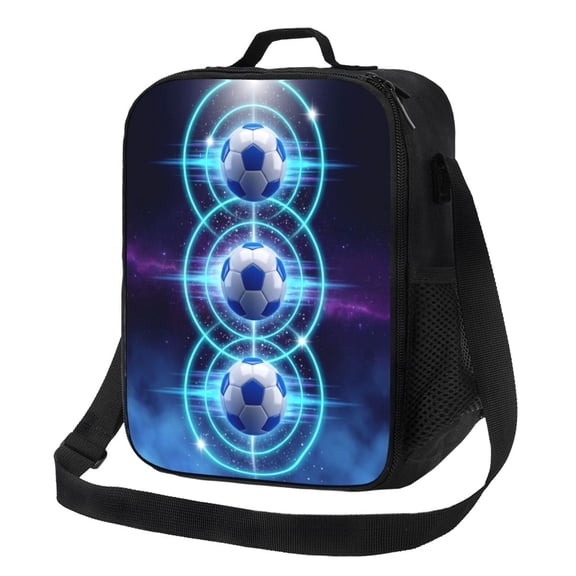 Soccer Lunch Box For Women Men, Insulated Leakproof Waterproof Lunch Bag With Mesh Pocket, Portable Cooler Tote Bag