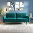 thumbnail image 4 of Pemberly Row Contemporary 70" Round Arm Velvet Sofa in Teal/Black, 4 of 5