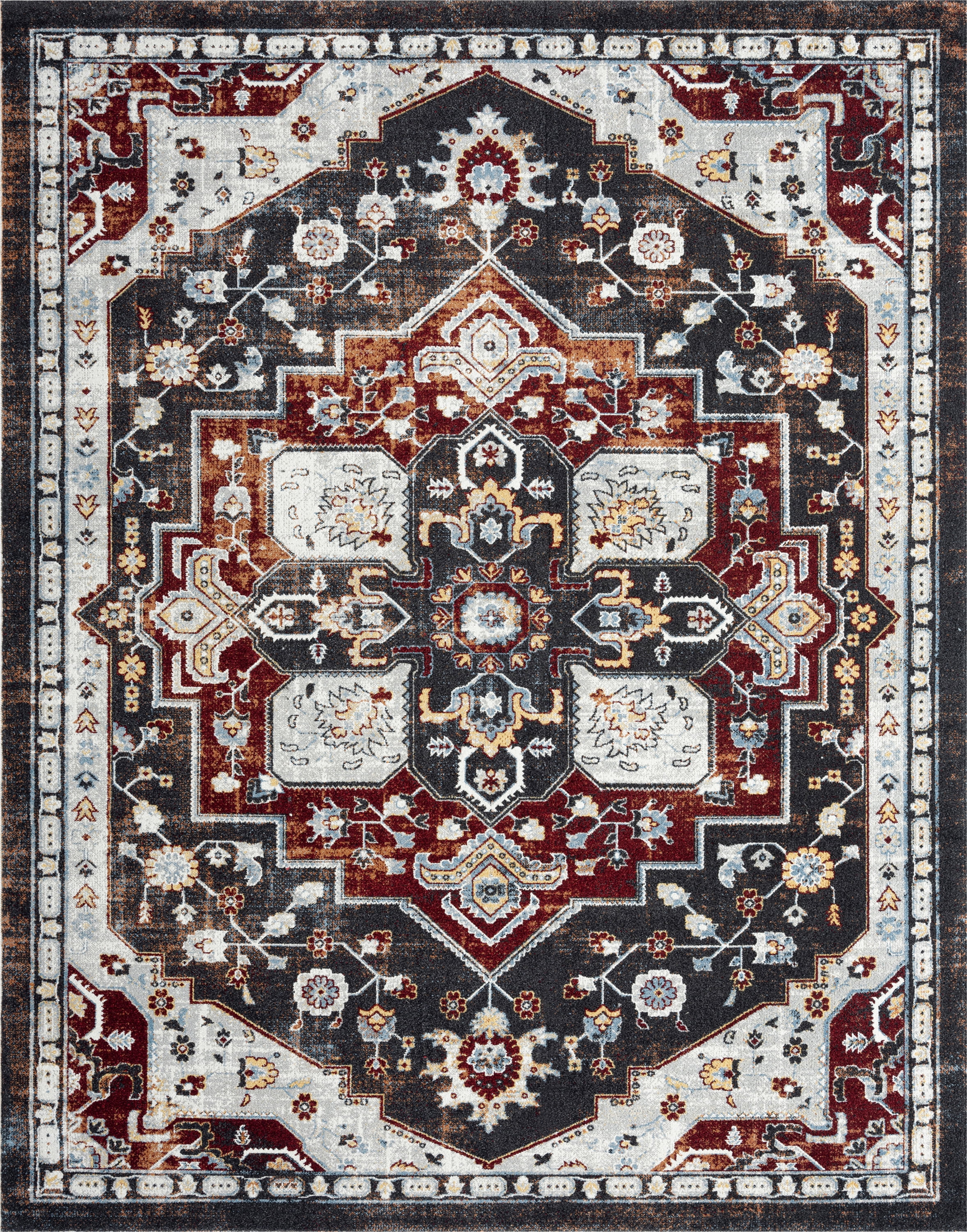 Traditional 9x12 Area Rug (8'9'' x 11'3'') Oriental Red, Red Living Room Easy to Clean