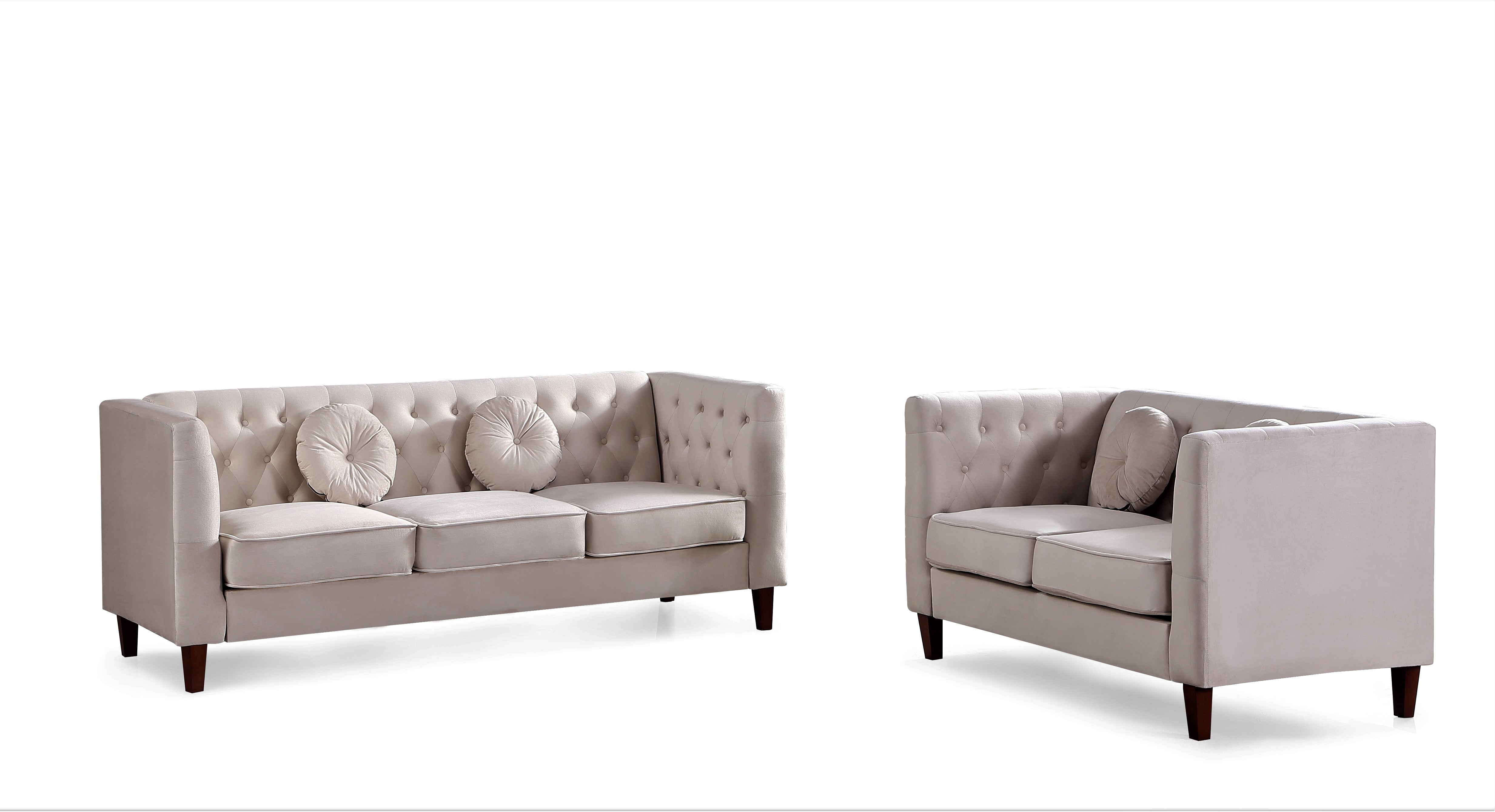 Uspridefurniture Fancher Kittleson Velvet Classic 2Pcs Living Room Set,Beige