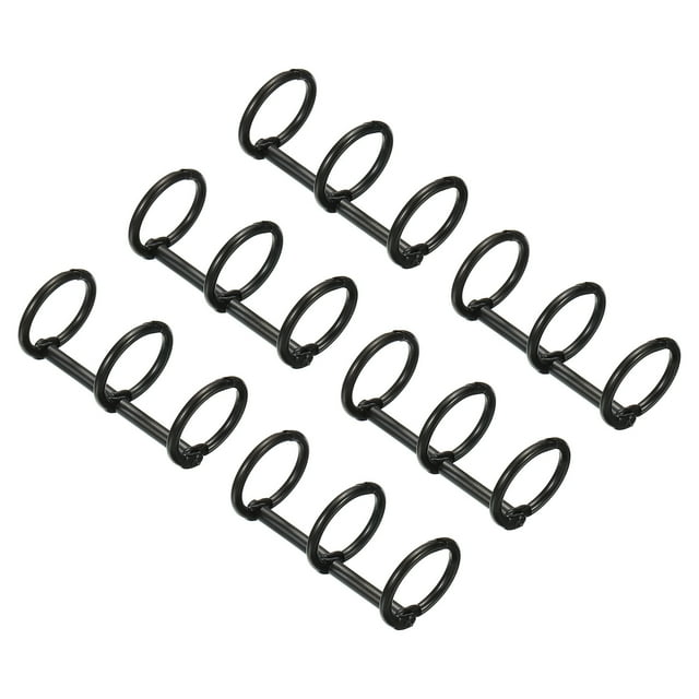 Unique Bargains 0.63' Dia. 3 Circle Detachable Metal Binder Rings Loose Leaf Rings, Black 6 Pack