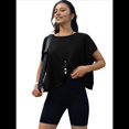 thumbnail image 2 of Camisetas de Entrenamiento de Corta para Mujer, Blusas con Espalda Abierta, Informales, para Yoga, Atléticas, Gimnasio, Holgadas, para Correr Negro S, 2 of 8