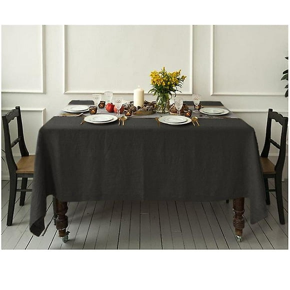 100% Lin Pur Couverture de table de Couleur Unie, Nappe de Tissu Naturel, pour la Cuisine Salle à Manger Fête Décoration de table de Vacances