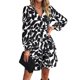 thumbnail image 1 of Vestido Vestido elegante estampado con volantes para mujer, vestido corto plisado, traje diario de estilo informal Ygjytge Negro T XL para Mujer, 1 of 7
