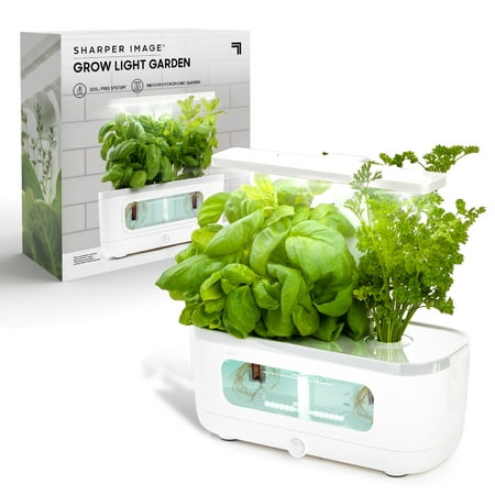 Sharper Image LED Glow Grow Indoor Water Herb Garden Kit  No Soil Needed