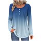 thumbnail image 2 of Neewe Women Tops Loose Fit Long Sleeve Round Neck Button T Shirts Business Casual Blouses Dressy Fall Fashion Work Clothes, 2 of 6
