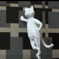 thumbnail image 4 of Figura de gato de Origami geométrico 3D de papel hecho a mano, decoración de escritorio o ventana, rompecabezas educativos (blanco), 1 ud., 4 of 5