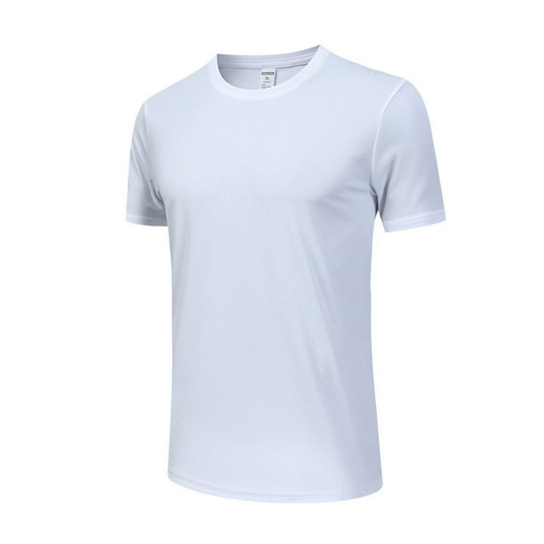 Camisa deportiva de manga corta y cuello redondo para hombre: poliéster ligero, para actividades al aire libre/senderismo/correr, ajuste cómodo (S-XXXL)