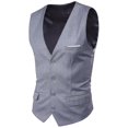 thumbnail image 1 of Chaleco de traje de color liso para hombre de talla grande Chaleco de negocios con un solo pecho, 1 of 5