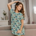 thumbnail image 3 of Kdxio Colorful Pugs Pattern Womens Short Sleeve Sleepshirt Scoopneck Cute Nightdress Ruffle Comfy Nightgown, 3 of 6