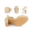 thumbnail image 2 of BLISSFUL STEP Platform Lace Up Block Heels Sandals for Women Beige 7, 2 of 6