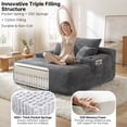 thumbnail image 7 of Oooh life Oversized Chaise Lounge Chair Indoor, Gray Plush Sleeper Sofa Bed with Cup Holders, 47" Extra Wide Floor Sofa Bed, No Assembly Lounge Seating, 7 of 7