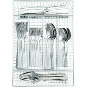 45PCS Stainless Steel Silverware Set, Flatware Set for Kitchen, Cutlery Set with Forks, Spoons, Knives, Serving Set and Metal Organizer, Modern Flatware Set Service for 8