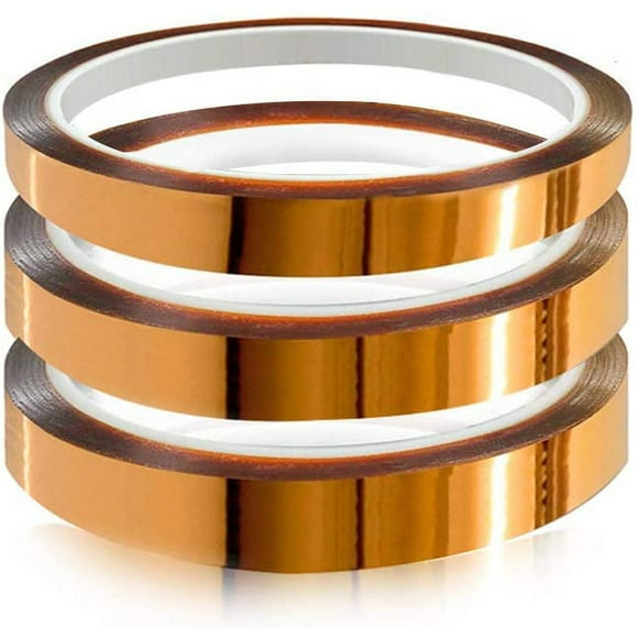 3pcs Polyimide Film Adhesive Tape, Heat Resistant Tape, Kapton Tape, for 3D Printer, Masking, Soldering, Circuit Board Insulation 3pcs × 20mm × 33m