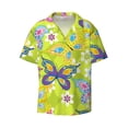 thumbnail image 5 of PAYOHTO Butterfly Flower Mens Hawaiian Casual Short-sleeved Shirt Tropical Summer Beach Button Down Shirts, 5 of 7