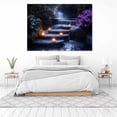 thumbnail image 3 of Mudket Waterfall with Candles and Purple Flowers Canvas Wall Art, Framed Print, Ready to Hang Wall Decor for Living Room Bedroom, Fantasy Nature Artwork - 12"L x 8"W, 3 of 10