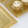 thumbnail image 2 of Efavormart 4 Pack | 14" Gold Lace Print Rectangular Plastic Serving Trays, Decorative Coffee Table Trays, 2 of 11