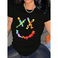 thumbnail image 1 of Camisetas De Manga Corta Para Mujer, Camisetas De Verano Para Oficina, Camping, ComprasColorful And Quirky Graphic Printed T-Shirt for Black Women, Featuring a Casual And Stylish Round Neck And Shor, 1 of 7