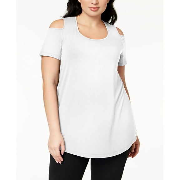 JM Collection Plus Size Cold-Shoulder Top Bright White 2X