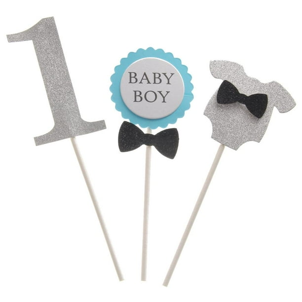 BABY Shower BOY GIRL1er cumpleaños Cake Topper Cupcake Picks decoración Azul