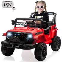12V Kids Ride on Toys Cars with Parents Control, Toddler Electric Ride on Truck Car with Early Education Function, Riding Toy with 4 Wheel Suspension, MP3, USB, Electric Vehicle for Aged 3 , Red