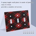 thumbnail image 4 of Black and Red Plaids White Lines Light Switch Cover Electrical Outlet Cover Replaceable Wall Plates 3-Gang, 4 of 8