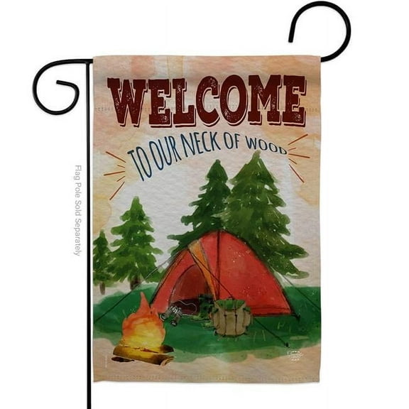 Ornament Collection G191106-BO Welcome to our Neck of Wood Camping Outdoor 13 x 18.5 in. Double-Sided Decorative Vertical Garden Flags for House Decoration Banner Yard Gift