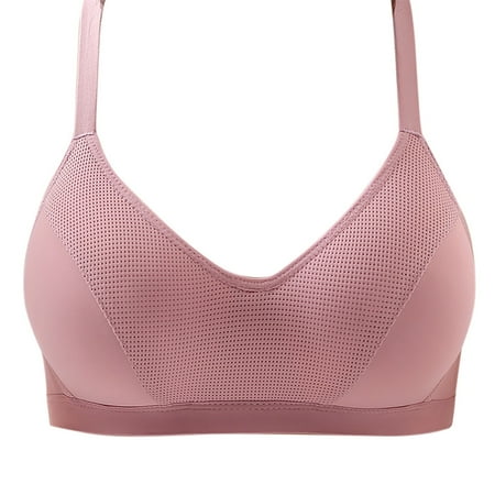 UTSJKR Women s Sports Bra Wireless Padded Breathable Mesh Yoga Bra for Running Workout Fitness Exercise Pink XXXL