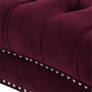3 Piece La Rosa Chesterfield Tufted Velvet Sofa Set in Burgundy Red