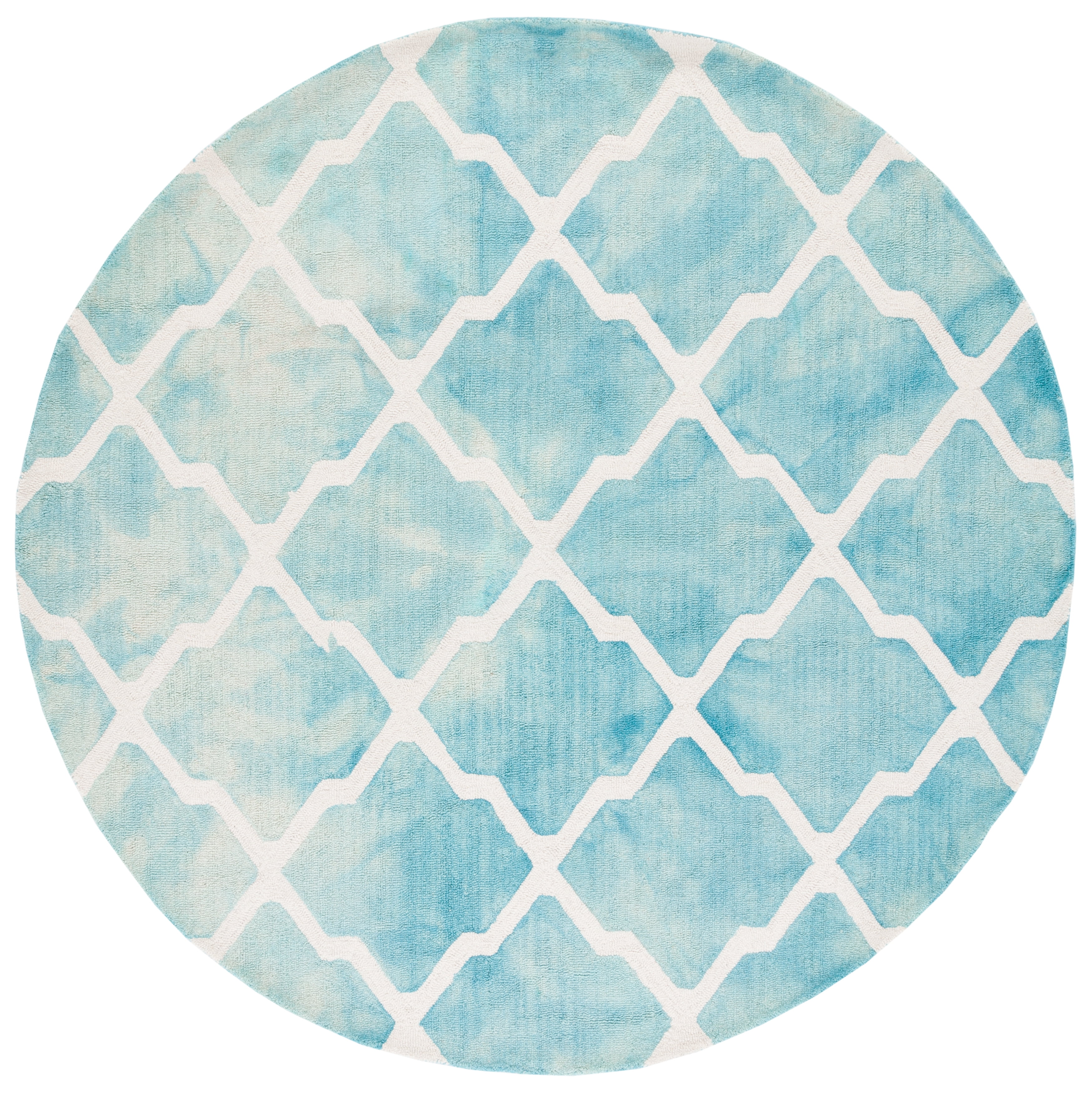 Safavieh Dip Dye Altan Distressed Wool Area Rug, Turquoise/Ivory, 7' x 7' Round