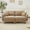 Coffee, variant on Pink Boucle Fabric Loveseat Sofa with Shell-Shaped Armrests and Upholstered Cylindrical Legs for Cozy Living Room Seating and Relaxation