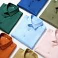 thumbnail image 3 of Elastic Silk Long Sleeve Dress Shirt for Men - Wrinkle-Free, Solid Color, Slim Fit Business Shirt, 3 of 18