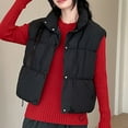 thumbnail image 5 of jtjvou Womens Quilted Puffer Vests Sleeveless Stand Collar Snap Button down Gilet Casual Warm Winter Outerwear with Pockets Black XXL, 5 of 7