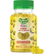 Human Beanz Fiber Jelly Bean Vitamin Gummies, Digestive Health Vegetarian Supplements for Kids, Lemon Blast, 120 Count